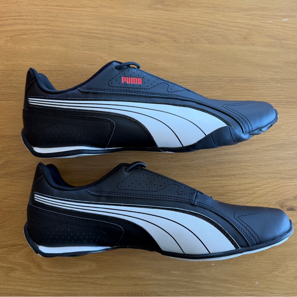 Puma Men’s Redon Bungee Black & White Slip-On Sneakers - Picture 9 of 10
